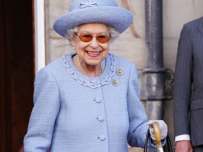 Queen Elizabeth II attending the Queen's Body Guard for Scotland (also known as the Royal Company of Archers) Reddendo Parade in the gardens of the Palace of Holyroodhouse, Edinburgh, Scotland on June 30, 2022. Members of the Royal Family are spending a Royal Week in Scotland, carrying out a number of engagements between Monday June 27 and Friday July 01, 2022. (Photo by Jane Barlow/WPA Pool/Getty Images)