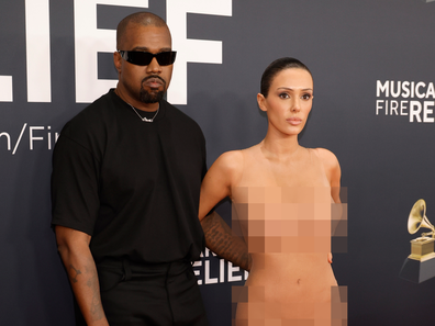 Kanye West and Bianca Censori on the 2025 Grammys red carpet