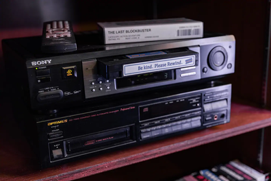 Blockbuster VHS tape: "Be kind, please rewind"