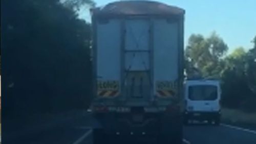 The incident comes a day after another truck almost jackknifed in Sydney. Picture: Martin Urane.