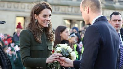 Prince William, Duke of Cambridge and Catherine, Duchess of Cambridge depart City Hall, Bradford on January 15, 2020 in Bradford, United Kingdom