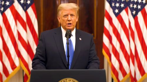 Donald J. Trump addresses the American people as the US President for the final time.