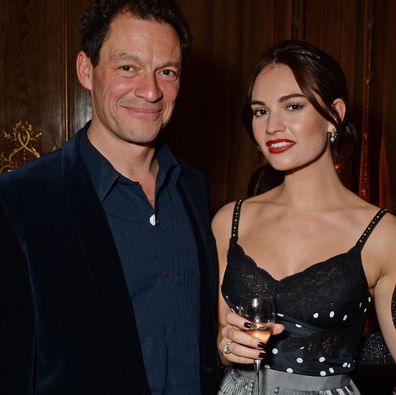 Dominic West, Lily James and Laura Carmichael attend the Harper's Bazaar Women Of The Year Awards 2018, in partnership with Michael Kors and Mercedes-Benz, at Claridge's Hotel on October 30, 2018 in London, England.