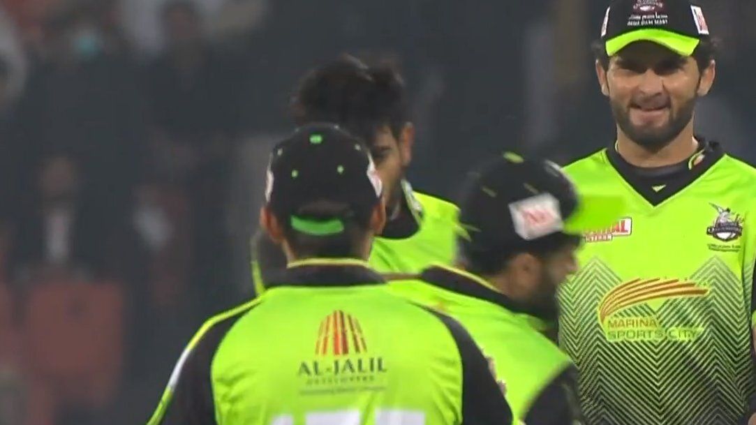 Haris Rauf slaps his teammate Kamran Ghulam in the face.