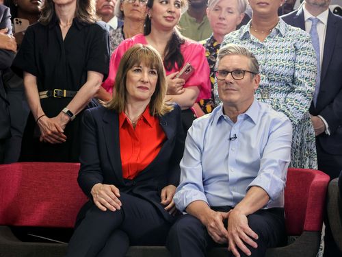  Britain's Chancellor of the Exchequer Rachel Reeves and Britain's Prime Minister Keir Starmer during a visit to the Sir Ludwig Guttman Health & Wellbeing Centre .