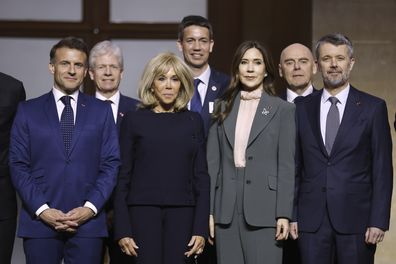 (L-R) French President Emmanuel Macron, his wife Brigitte Macron, Queen Mary of Denmark, King Frederik X of Denmark