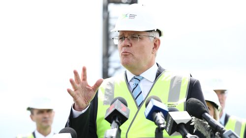 Prime Minister Scott Morrison, NSW Premier Dominic Perrottet, Federal Minister for Communications, Urban Infrastructure, Cities and the Arts Paul Fletcher and Member for Lindsay Melissa McIntosh visits the Western Sydney Airport construction site.