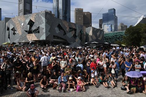 A January 2017 vigil for the six people who died in the Bourke Street tragedy. 