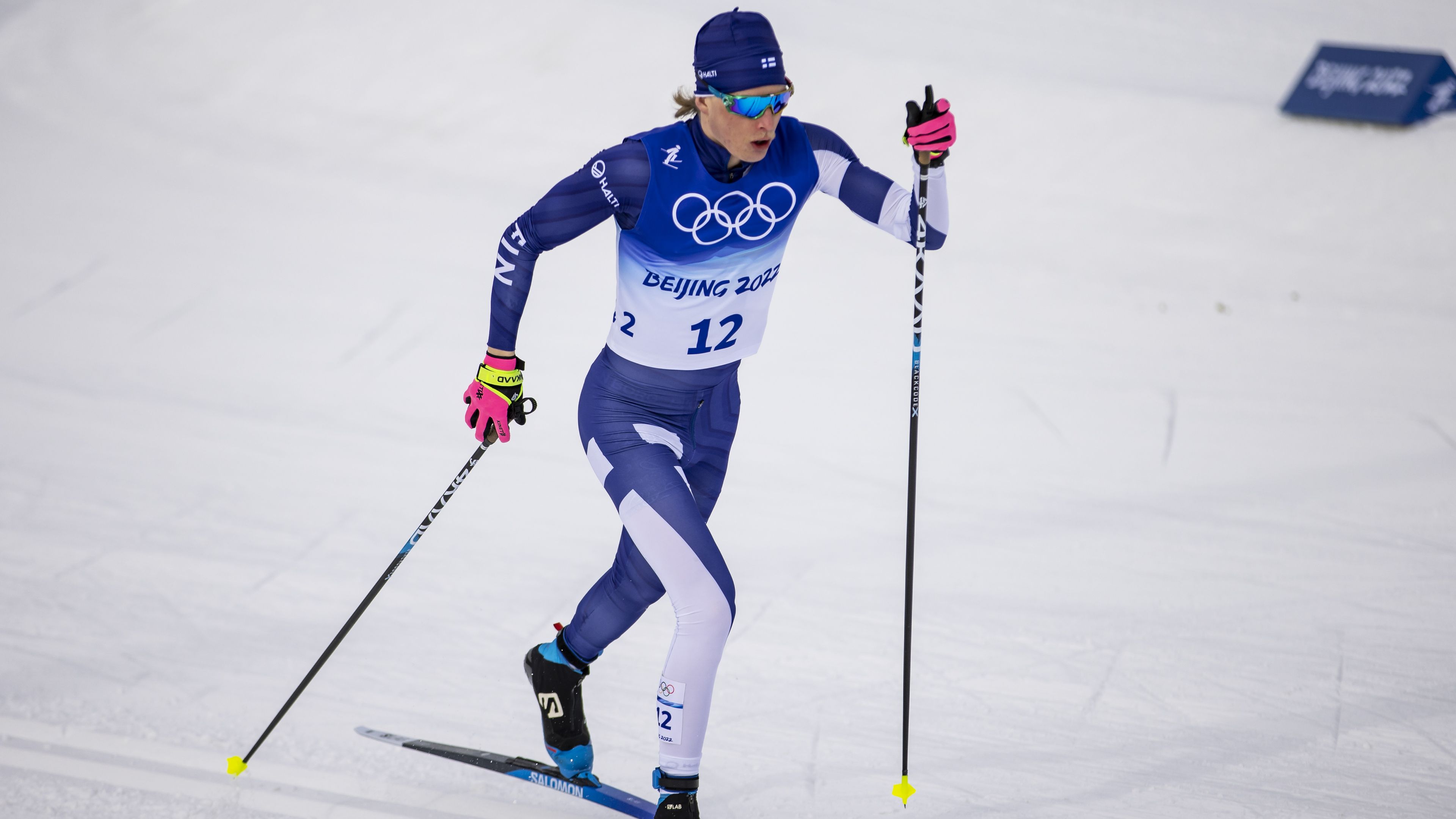 Remi Lindholm of Finland in action competes during the men&#x27;s 15km classic cross-country skiing during the Beijing 2022 Winter Olympics.