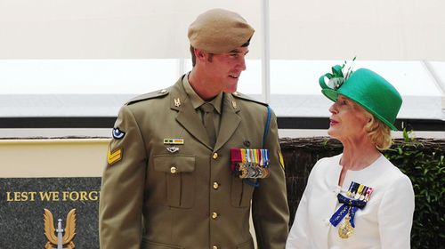 Corporal Ben Roberts-Smith talks with Governor-General Quentin Bryce after receiving the Victoria Cross.