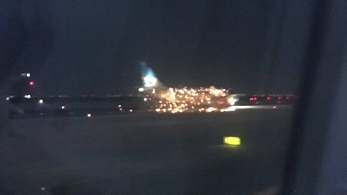 The plane reportedly experienced an engine fire. (Twitter/ @alicexz)