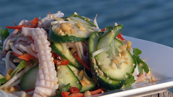 Barbecued thai squid salad