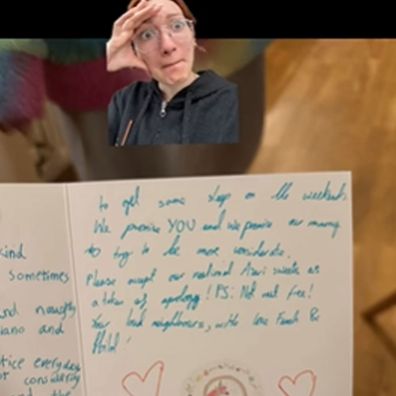 Martina Panchetti asked her neighbours to be quieter and got this sweet card in response.