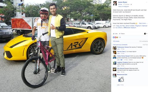 All is forgiven: Keder and Qusyairl find common ground in super car stunt incident. Source: Facebook