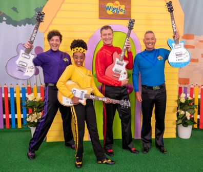 The new-look Wiggles lineup features Lachlan Gillespie, Tsehay Hawkins, Simon Pryce and Anthony Field.