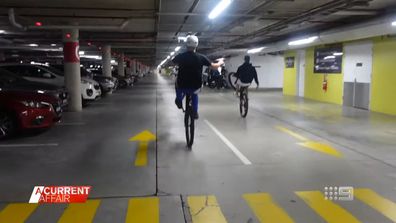 Heart-stopping footage of push-bike gangs playing chicken in busy Sydney traffic has emerged - and police are set to pounce.