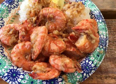 Shrimp plate with rice at Giovanni's