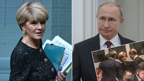 JUlie Bishope and Vladimir Putin meeting