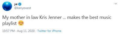 Kris Jenner, Kanye West, tweet