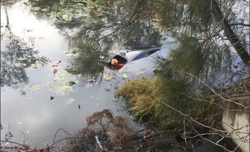 The woman crashed her car into a pond behind Westfield shopping centre. Image: QLD Police