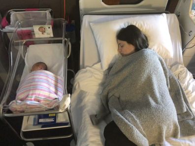 Jade May with her son not long after giving birth.