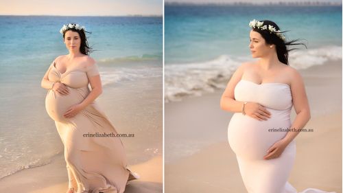 Perth mum pregnant with quintuplets poses for stunning beach photo shoot