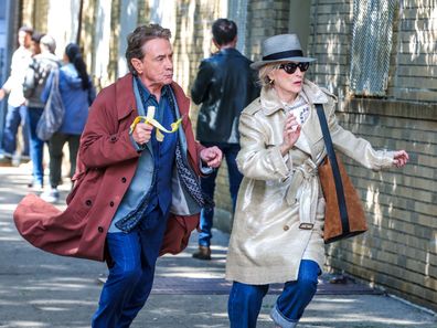 NEW YORK, NY - MAY 7: Martin Short and Meryl Streep are seen on the set of 'Only Murders in the Building' on May 7, 2025 in New York, New York. (Photo by MEGA/GC Images)
