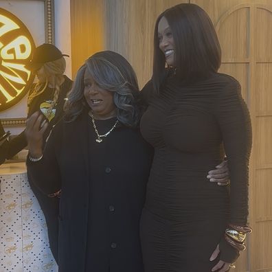 Tyra Banks and her mum Carolyn at the opening of her Sydney ice cream shop SMiZE & DREAM