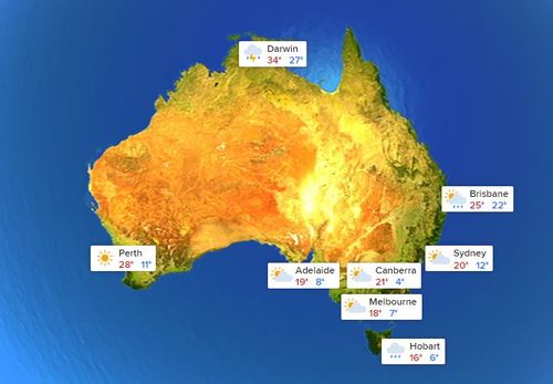 Australia's national weather forecast for Thursday, November 8.