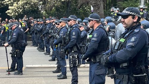 Police anti-racism protest in Melbourne