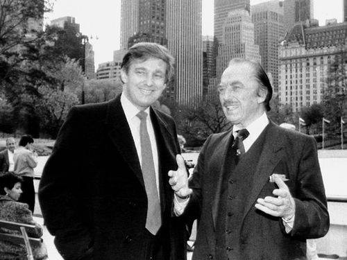 Donald Trump, left, and his father Fred Trump in New York during the 1980s.