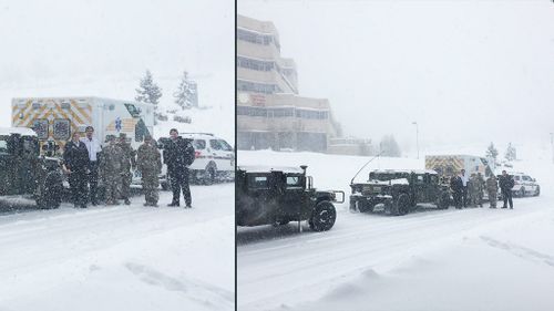 US national guard provides sick baby with snowstorm convoy