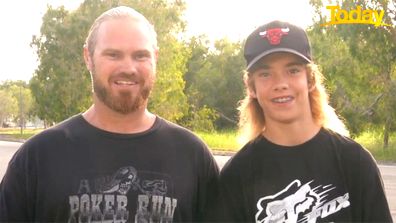 Mackay Dayne and Clinton Barker have run in with crocodile while out to get dog food. 