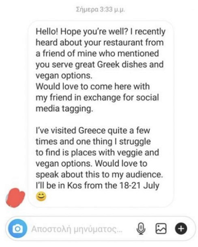 How Greek restaurant owner deals with influencers requesting free food