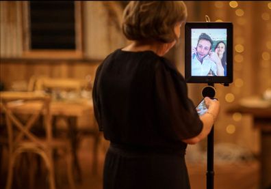 Will Trott talks to his mum at the wedding.