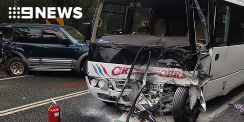 The mini-bus was carrying Japanese tourists. (9NEWS)