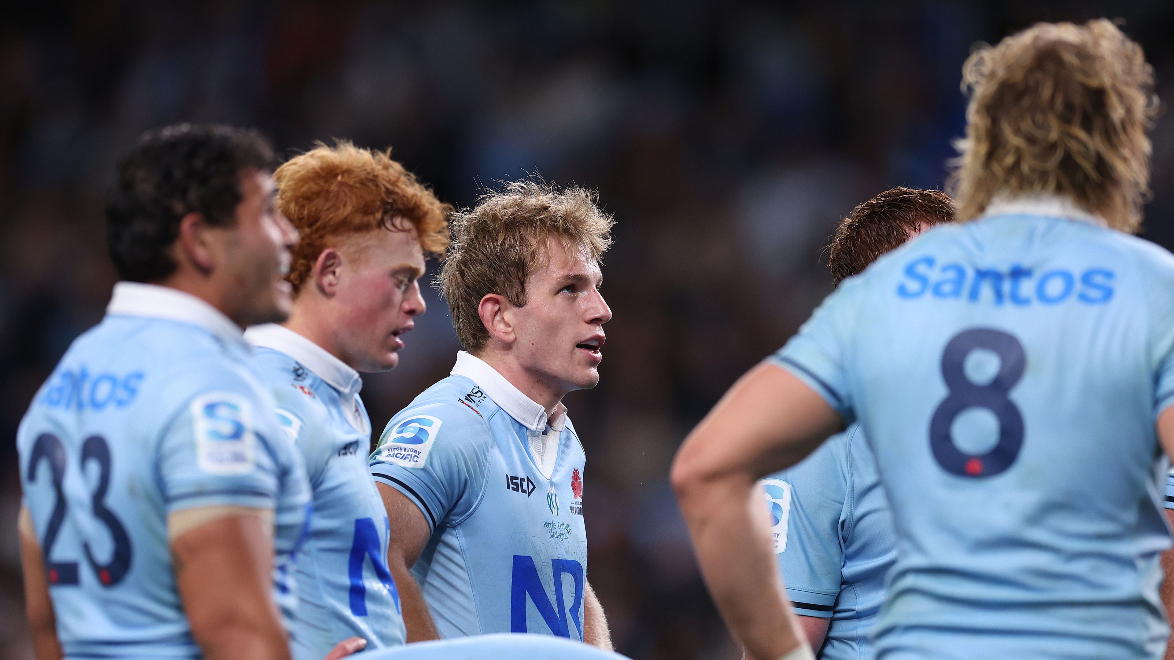 Max Jorgensen of the Waratahs looks on after the Chiefs scored a try.