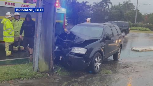 A car accident in Brisbane amid the wet weather.