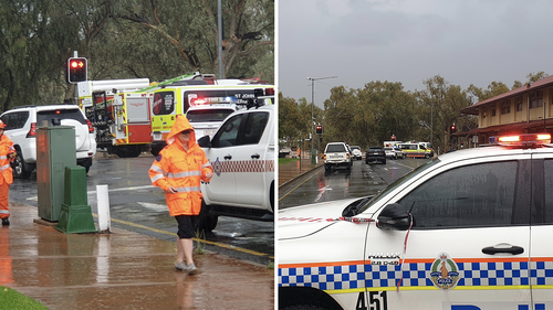 Roads were closed in Alice Springs after the Todd River overflowed.