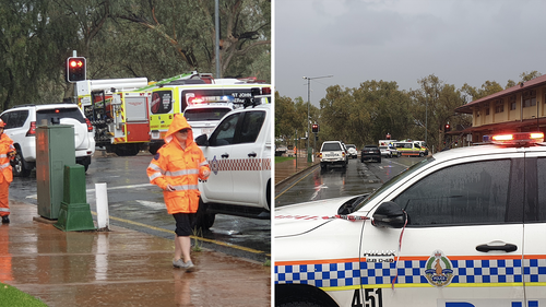 Roads have been closed in Alice Springs after the Todd River burst its banks.