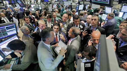 Traders on the floor of the New York stock exchange react to global meltdown in 2009. Source: AAP
