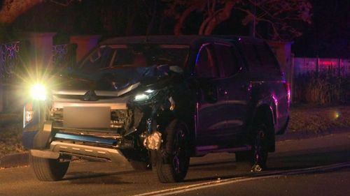 The Mitsubushi 4WD ute allegedly involved in the crash.