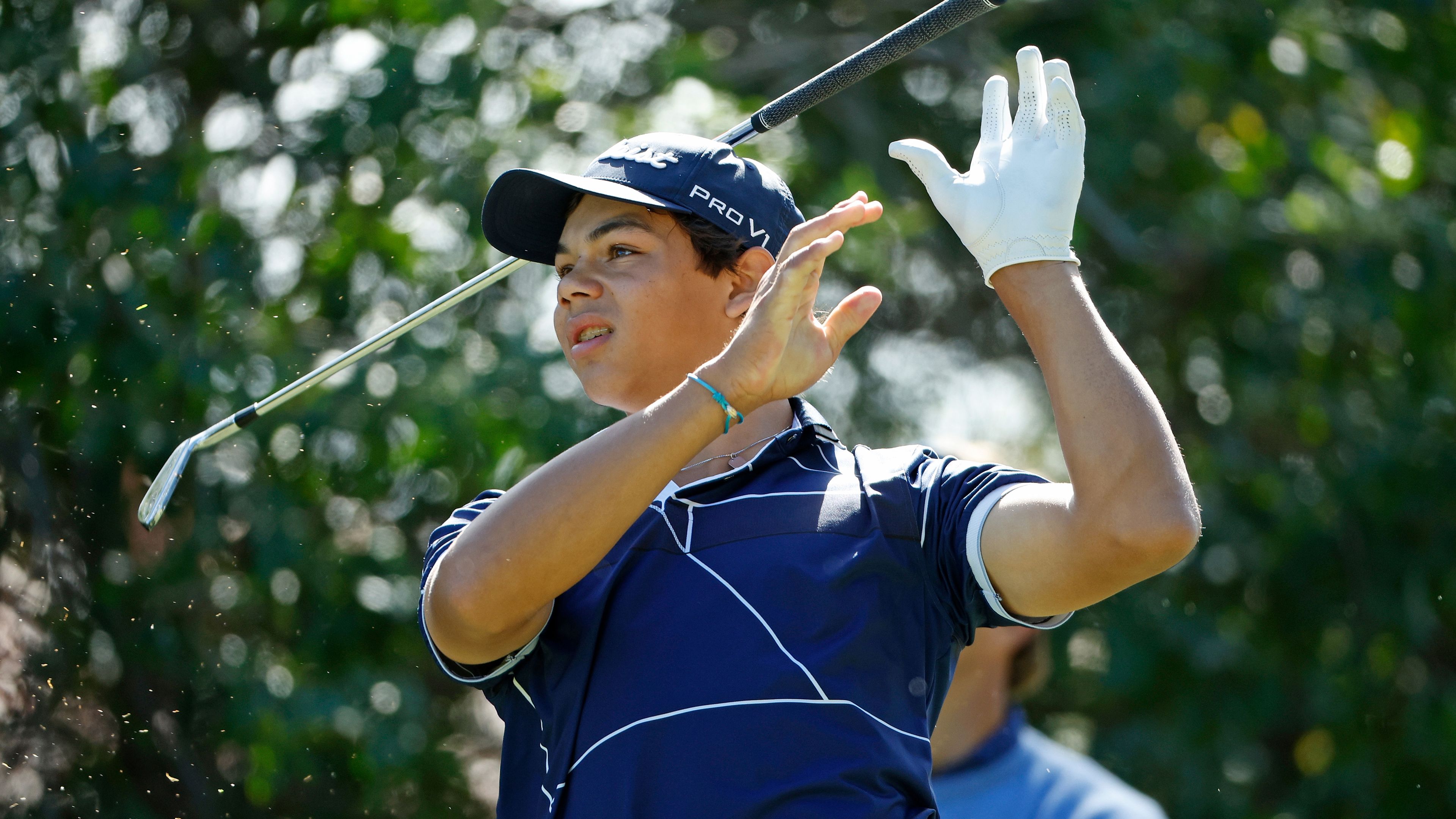 Charlie Woods reacts to a shot during pre-qualifying for The Cognizant Classic.