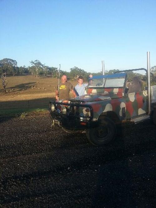 Michael and Sam Box on their property at Maude in rural Victoria. (9NEWS)