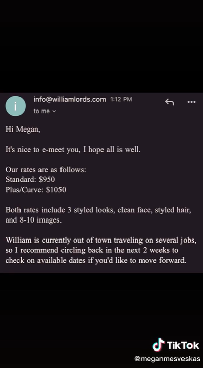 Model agent calls out photographer who 'shamelessly' charges $100 extra to shoot plus-size models.