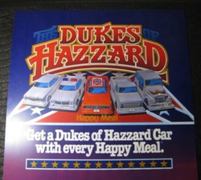 dukes of hazzard mcdonalds happy meal