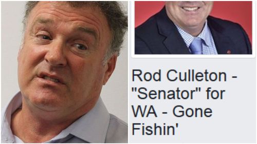 Ex-senator Culleton changes official Facebook page to 'gone fishing'