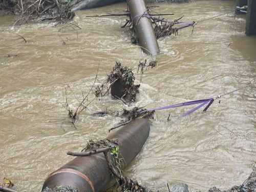 This broken pipe led to water restrictions in Port Douglas.