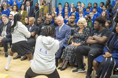  King Charles III and Camilla, the Queen Consort watch young people perform as they visit Project Zero in Walthamstow, East London, Tuesday, Oct.18, 2022.
