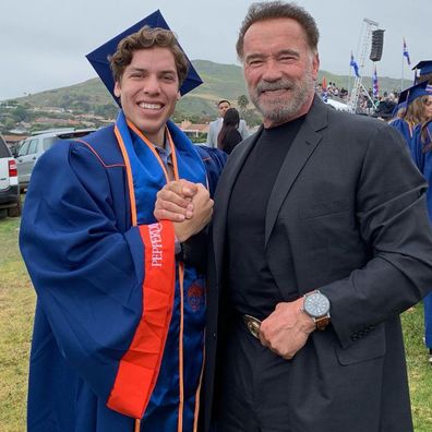 Arnold Schwarzenegger and son Joseph Baena at graduation